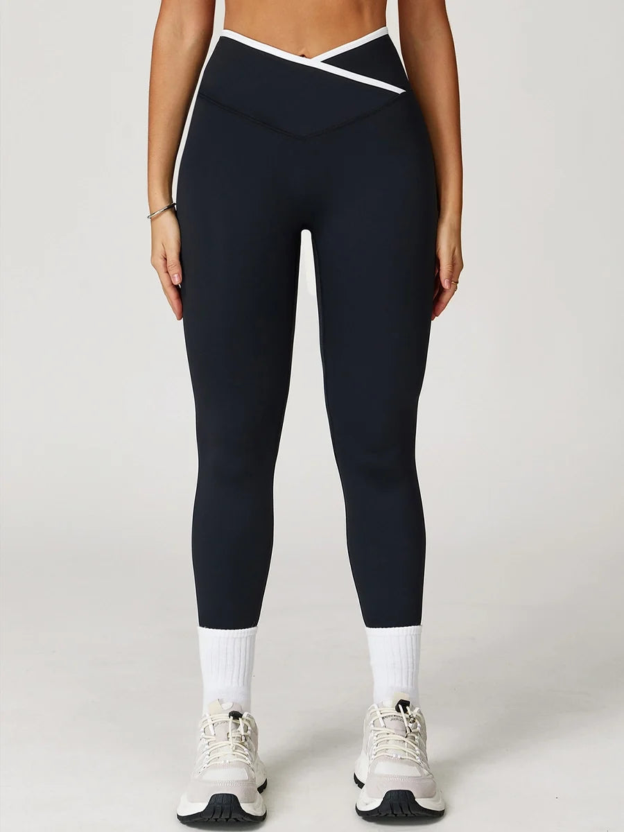 Legginsy z krzyżowym pasem Pastel Colorblock