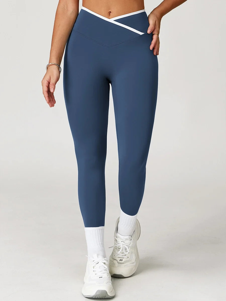 Legginsy z krzyżowym pasem Pastel Colorblock