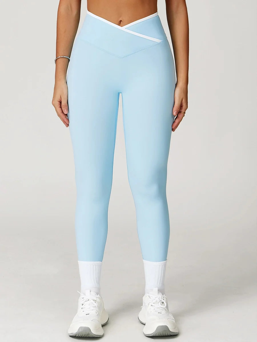 Legginsy z krzyżowym pasem Pastel Colorblock