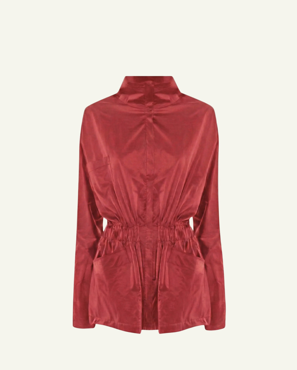 Single-Panel Cotton Windbreaker with Lyocell/Wool Lining - Cherry Red