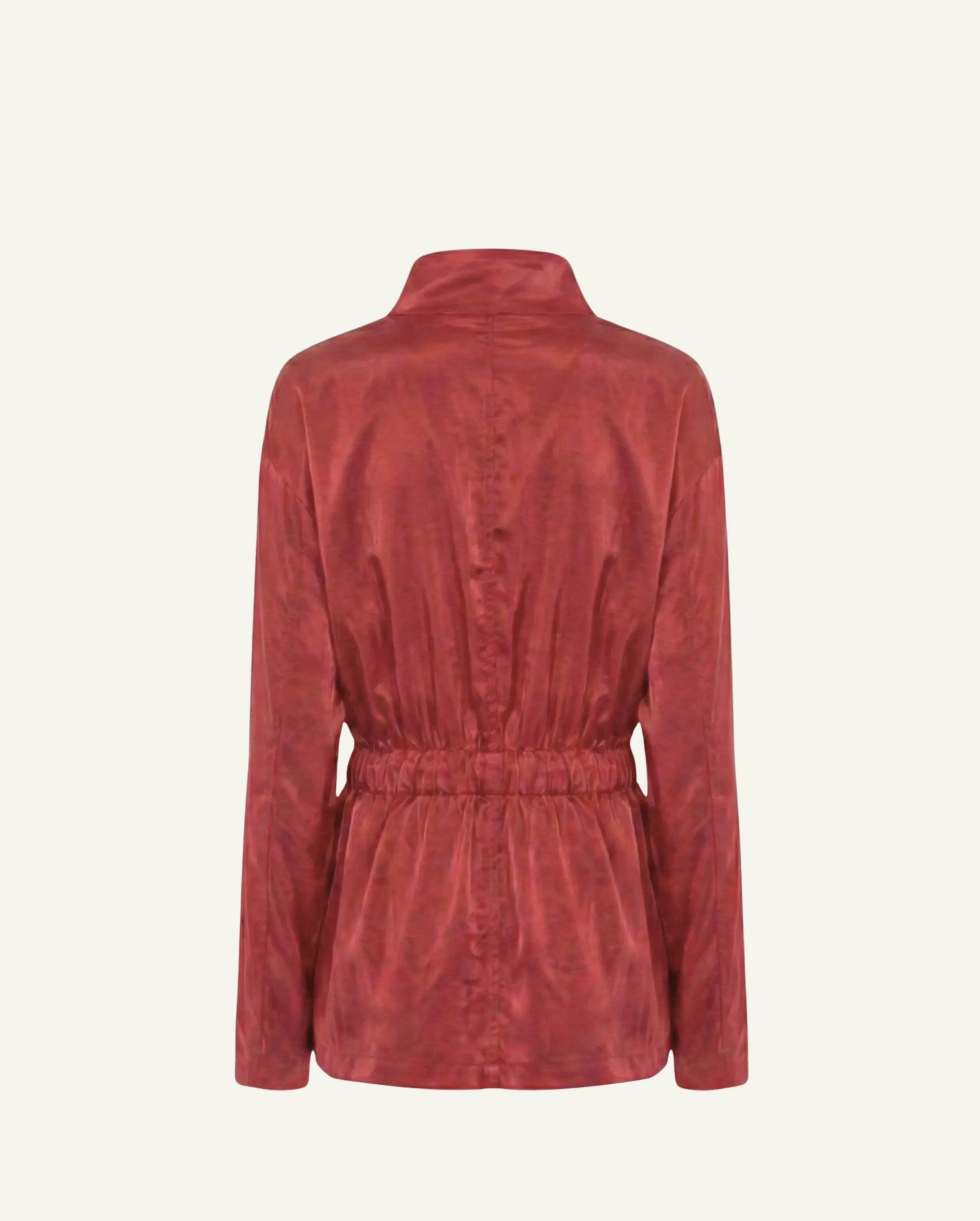 Single-Panel Cotton Windbreaker with Lyocell/Wool Lining - Cherry Red