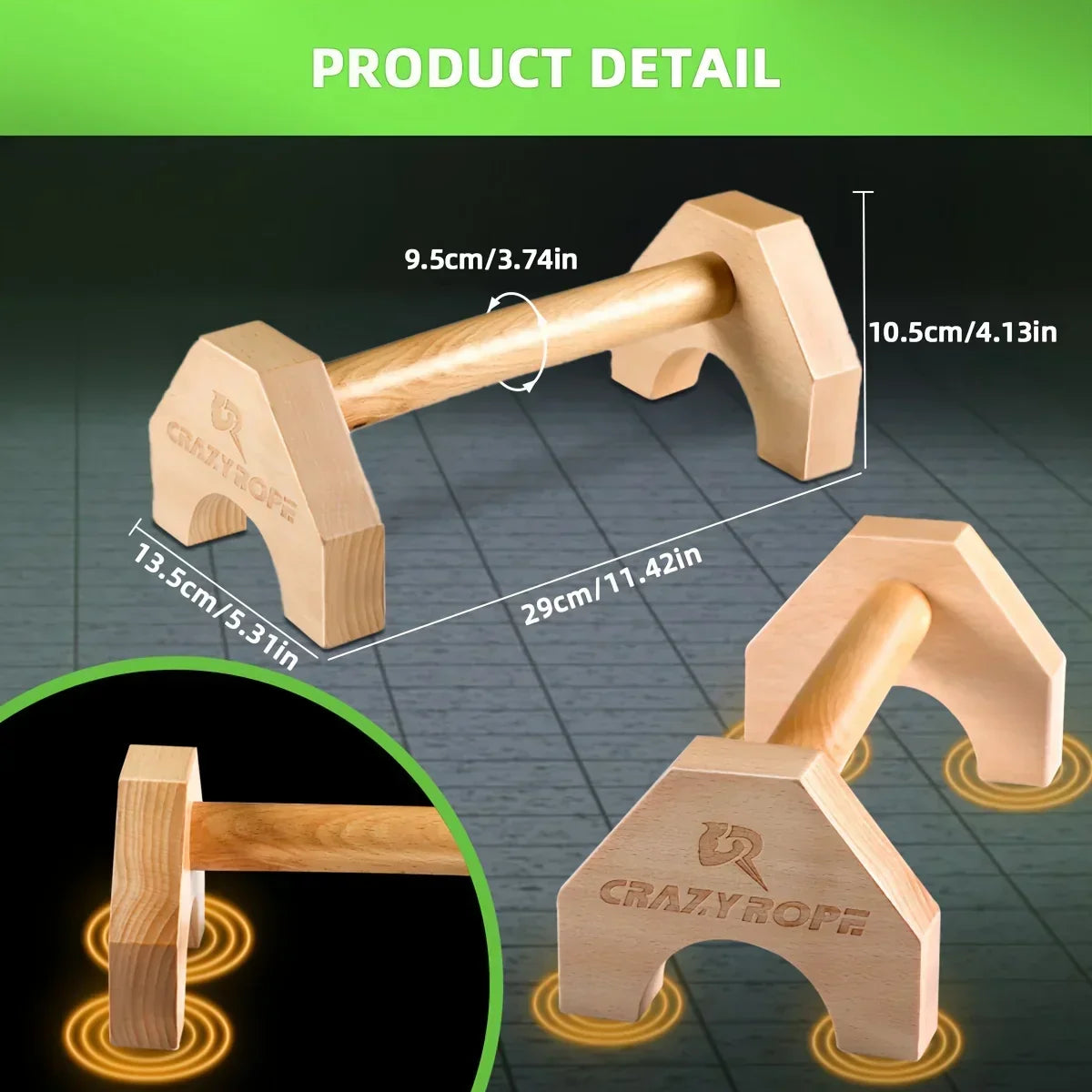 Wooden Push-up Bar Stands - Gym Fitness Training
