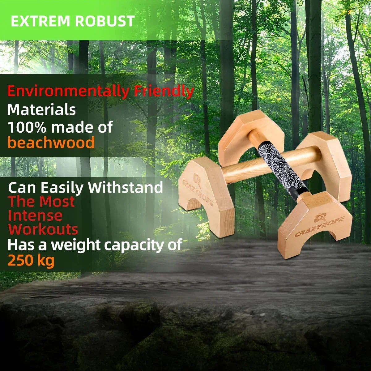 Wooden Push-up Bar Stands - Gym Fitness Training