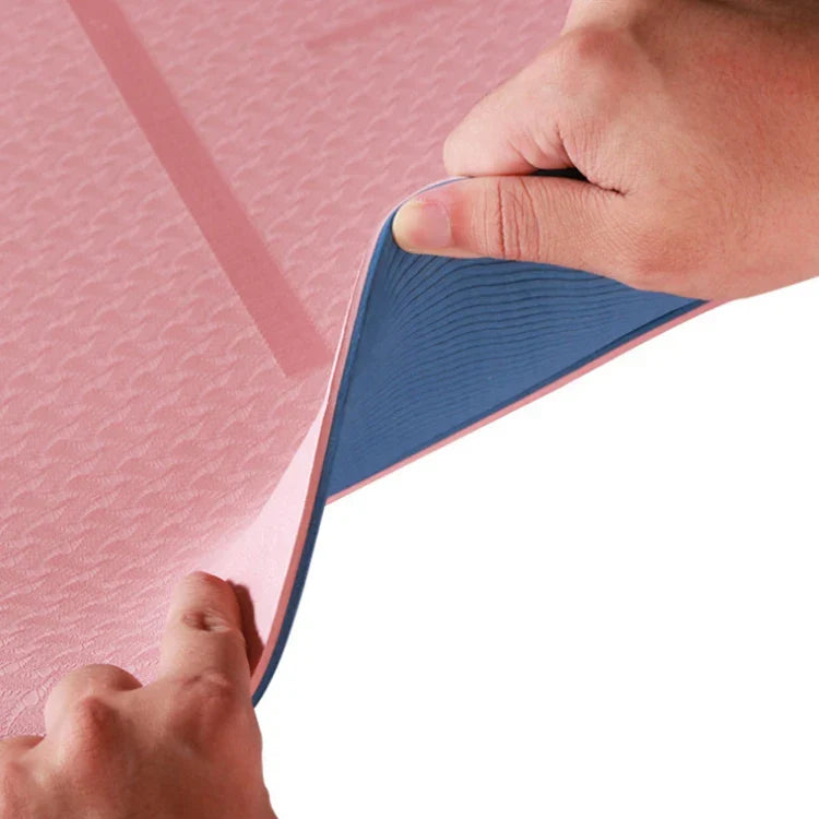TPE Yoga Mat with Posture Lines & Strap