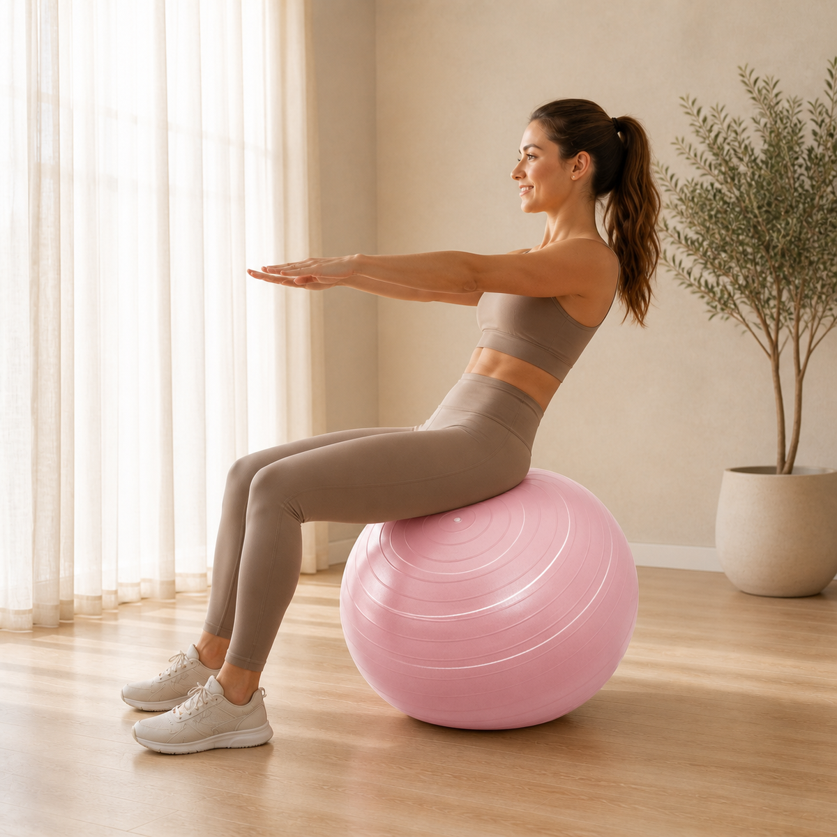 Piłka treningowa Balance Ball w domowym studio
