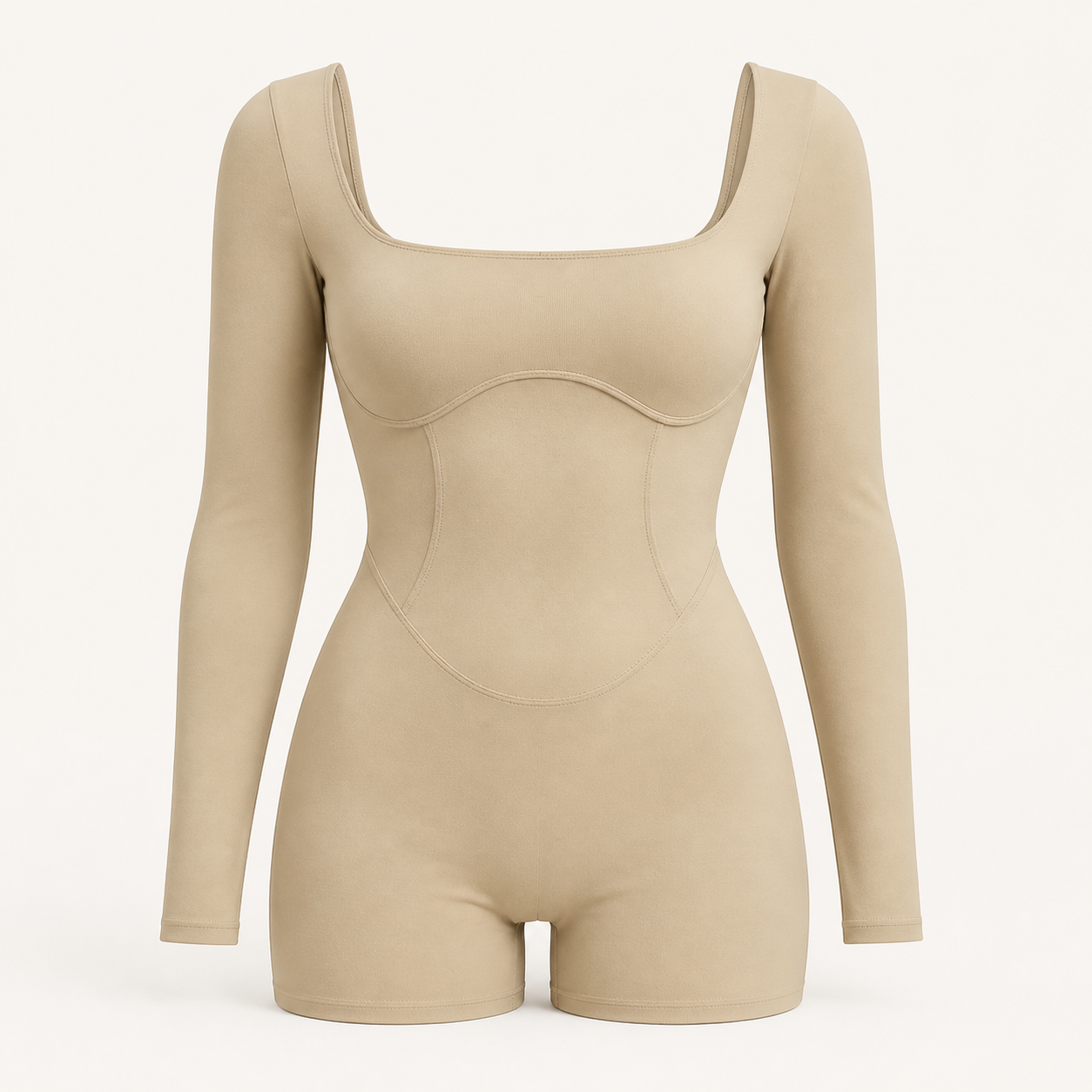 Body sportowe Open Back — piaskowe, przód