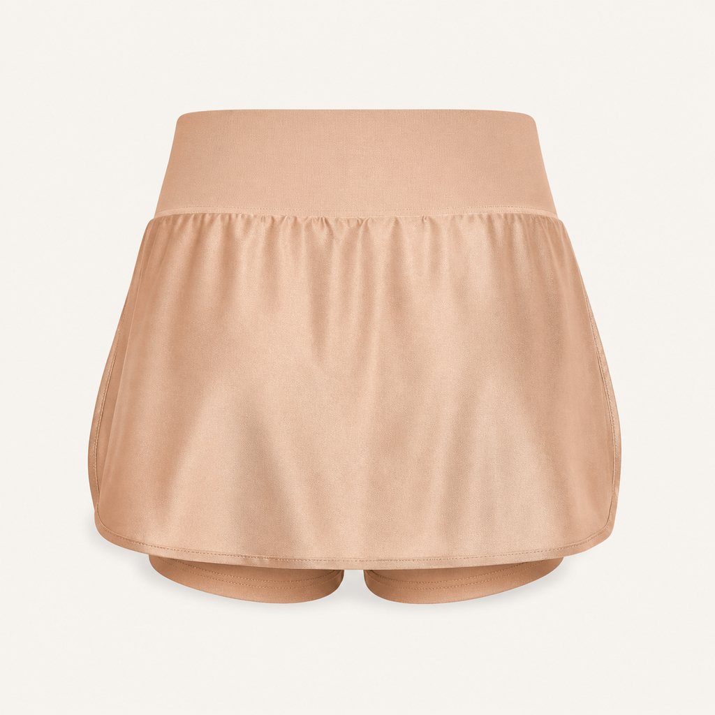 Spódniczka sportowa Samba ze spodenkami – latte — tył bez modelki