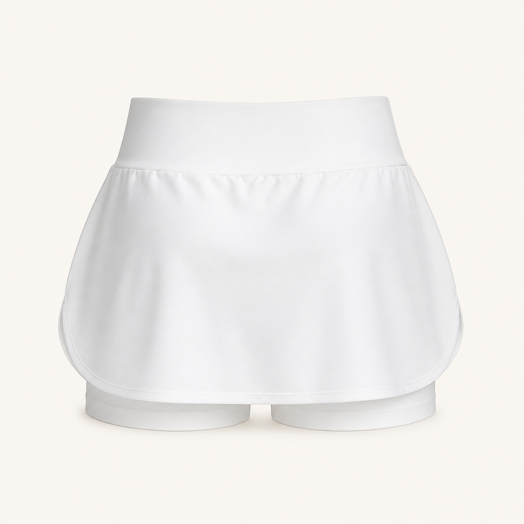 Spódniczka sportowa Samba ze spodenkami – biała — tył bez modelki